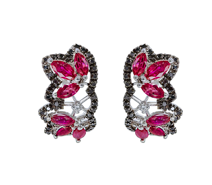 Комплект Stefan Hafner – чёрные бриллианты и рубины