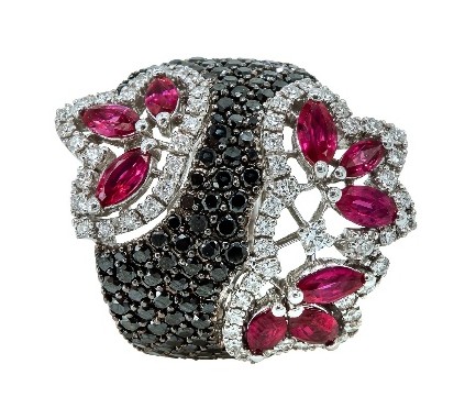 Комплект Stefan Hafner – чёрные бриллианты и рубины